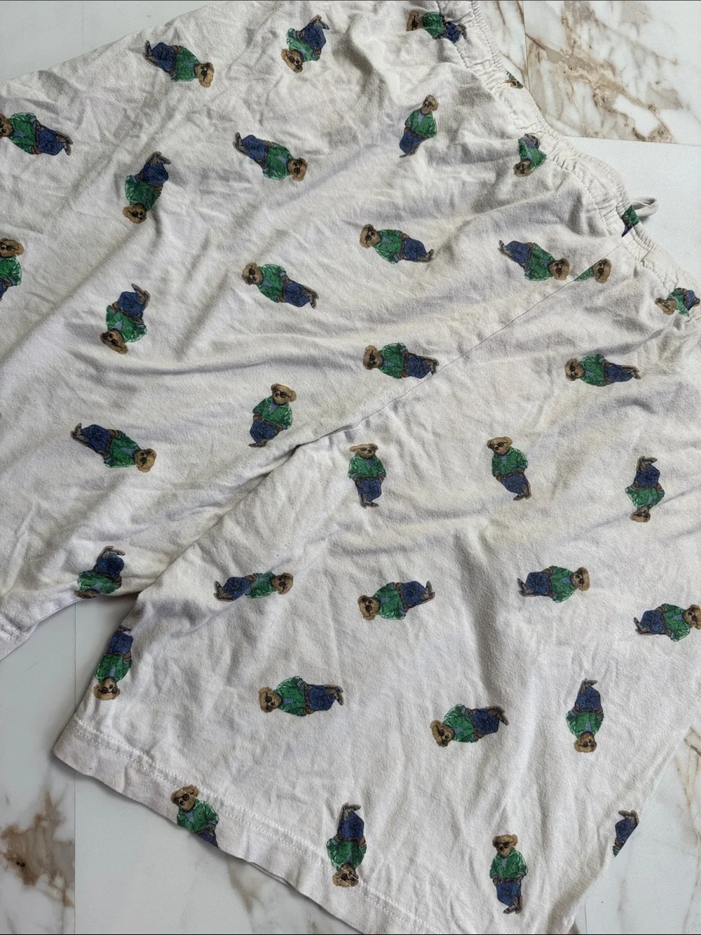 Polo Ralph Lauren Men's White Polo Bear Graphic Jersey Sleep Shorts Sz XL Trendy
